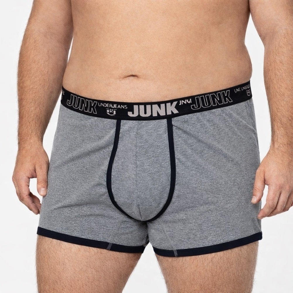 Junk Underjeans Mens Shadow Trunk Silver Heather Grey Logo Underwear 4XL NEW